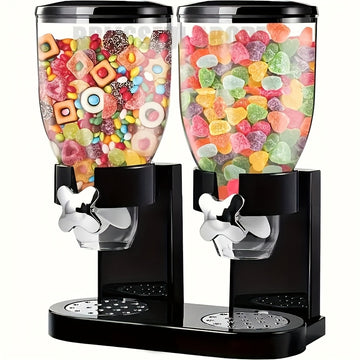 Juego de dispensador de alimentos de doble propósito Faridabio - Contenedores de almacenamiento a prueba de fugas para avena, nueces, snacks y cereales - Material ABS duradero, organizadores de cocina blancos o negros con múltiples compartimentos
