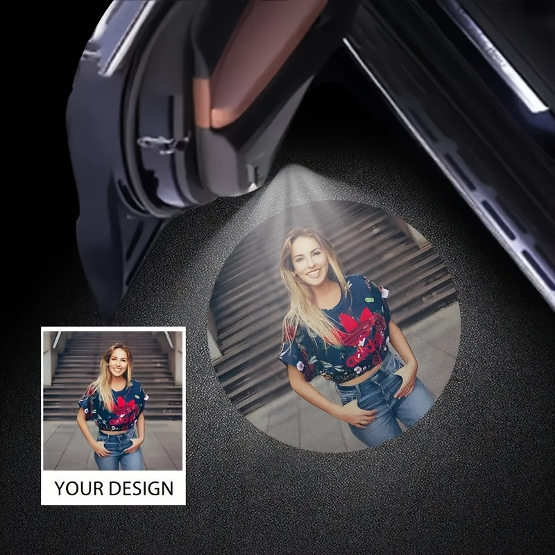 2/4 piezas personalizadas con diseño personalizado y imágenes, velocidad de generación, luz de bienvenida LED con patrones de fibra de carbono, se vuelve más atractivo cuando se abre la puerta, adecuado para varios modelos de coches, incluyendo coches y