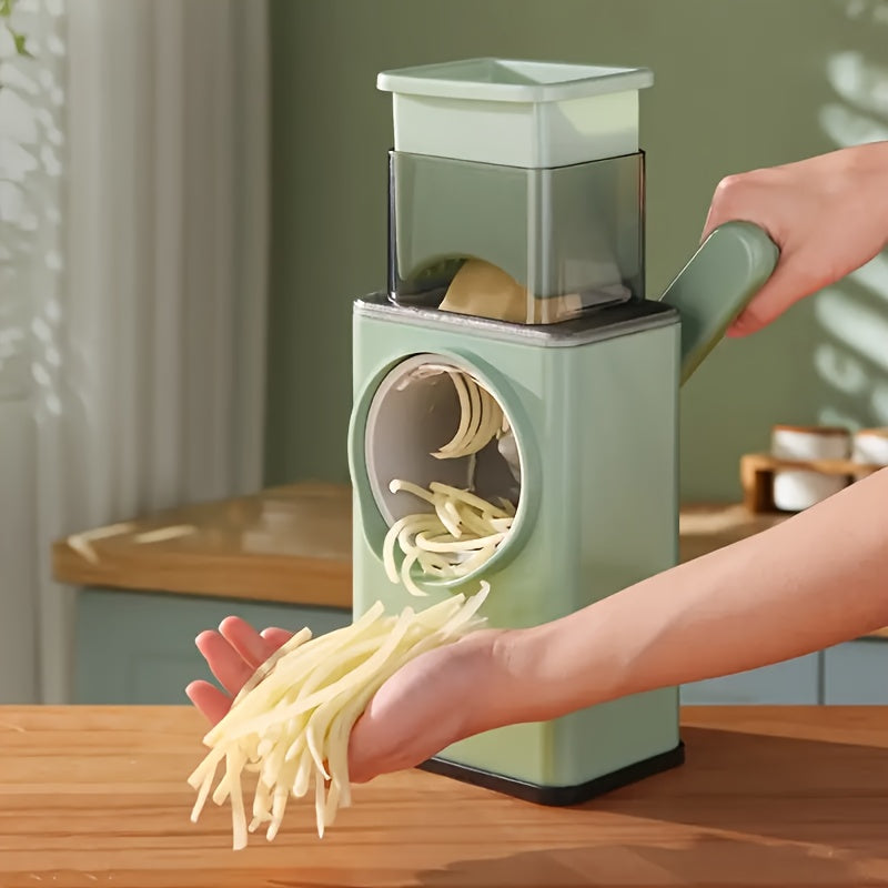 Cortador de Verduras Manual Storm, Trituradora y Cortador Multifuncional para Cocina Doméstica, con 6 Cuchillas Reemplazables de Acero Inoxidable