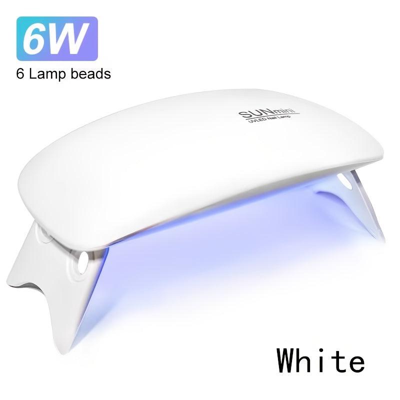 Secador de Uñas Mini - 6 LED / Luz Azul Portátil para Manos y Pies, Lámpara Compacta USB para Secado Rápido de Esmalte en Gel, Diseño Sin Olor Seguro para Hogar y Viaje, Cuerpo Ligero de Plástico