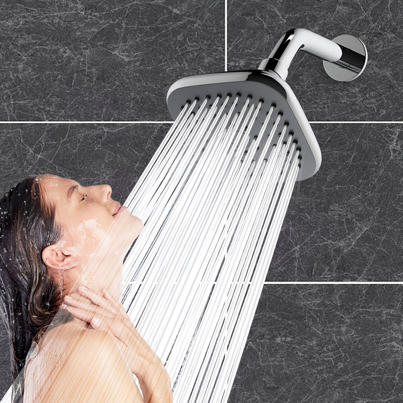 Cabezal de ducha cuadrado con efecto lluvia - Cabezal de plástico duradero con múltiples ajustes de rociado, diseño moderno para una experiencia relajante en el baño