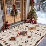 1 pieza de Alfombra Grande para Jardín al Aire Libre Estilo Marroquí Otoño Navideña Nueva de 850g/Grosor 0.8cm, Alfombra de Terciopelo Cristal Lavable en Máquina para Acampar en RV, Alfombra Persa Suave de Poliéster para Pasillo Sala Solárium y Suelos de