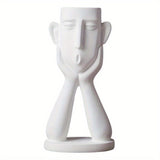 1 Pieza de Escultura de Jarrón de Resina Vintage con Diseño de Rostro Humano - Maceta Artística para Decoración Interior/Exterior, 12.5x24.99 cm Regalo Blanco para Hogar u Oficina, Decoración para el Hogar