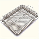 2 piezas de Cesta para Freidora de Aire de Acero Inoxidable, Rejilla Refrescadora 32.51cm x 24.38cm, Placa Metálica para Parrillada BBQ, Suministros y Accesorios de Cocina