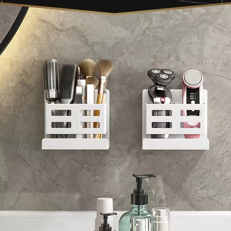 Un cilindro de almacenamiento para peines en el fregadero, un soporte para cepillo de dientes y afeitadora para el baño, una caja de almacenamiento para limpiador facial y un organizador de montaje en pared que no requiere taladro, caddies de ducha
