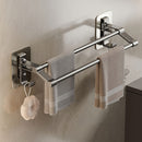 Musurjoy 1pc Barra de toalla doble, espacio de aluminio soporte de toalla de baño, soporte de toalla montado en la pared, organizador de almacenamiento, accesorios de baño, regalo perfecto para el Día de San Valentín/Pascua