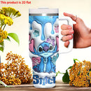 Botella de agua de acero inoxidable Stitch de 40 onzas con pajita y asa - Taza de viaje aislada, de alta calidad, reutilizable, solo lavable a mano, perfecta para fanáticos y regalos.