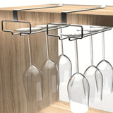 Soporte Elegante para Copas de Vino de Acero Inoxidable - Diseño Ahorra-Espacio Debajo del Estante, Agarre Seguro para Varios Cristales, Perfecto para Bar en Casa o Armario de Cocina, Estante para Vino