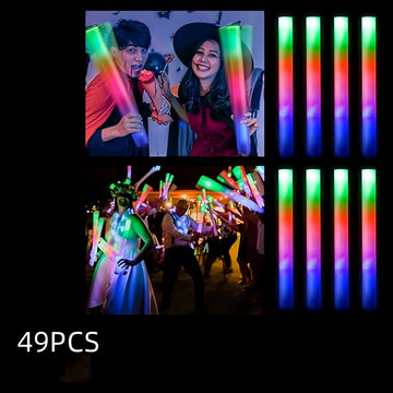 Conjunto de varillas fluorescentes de espuma con 3 modos de luz LED, 49 piezas, 34 cm/13.4 pulgadas, para fiestas en la oscuridad, bodas, cumpleaños, conciertos y Navidad/Halloween