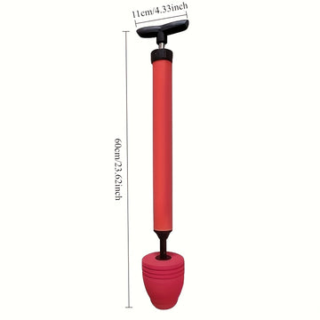 1 desatascador manual de alta presión para inodoro, con boquilla flexible giratoria 360° de acero inoxidable, a prueba de fugas, color rojo, eficaz para destapar drenajes