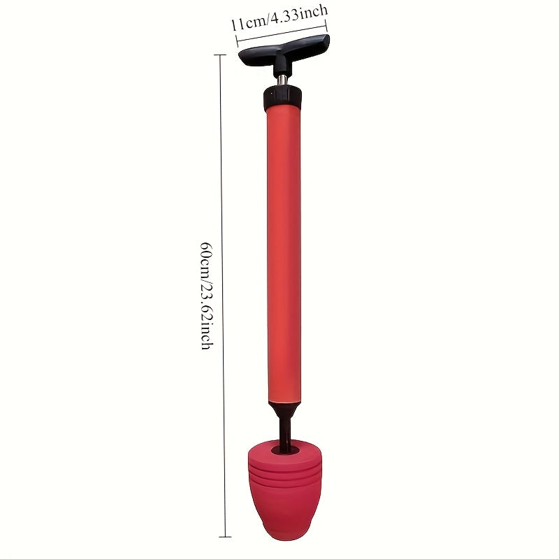 1 desatascador manual de alta presión para inodoro, con boquilla flexible giratoria 360° de acero inoxidable, a prueba de fugas, color rojo, eficaz para destapar drenajes