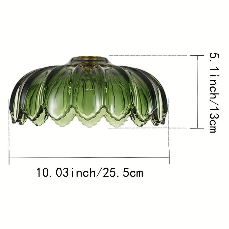 Pantalla de lámpara moderna en vidrio ámbar con forma de tulipán - Pantalla soplada a mano con detalles en metal pulido, 4.19 cm en la parte superior x 25.48 cm de diámetro x 12.95 cm de altura, para lámparas de piso, mesa, pared y candelabros - Accesori