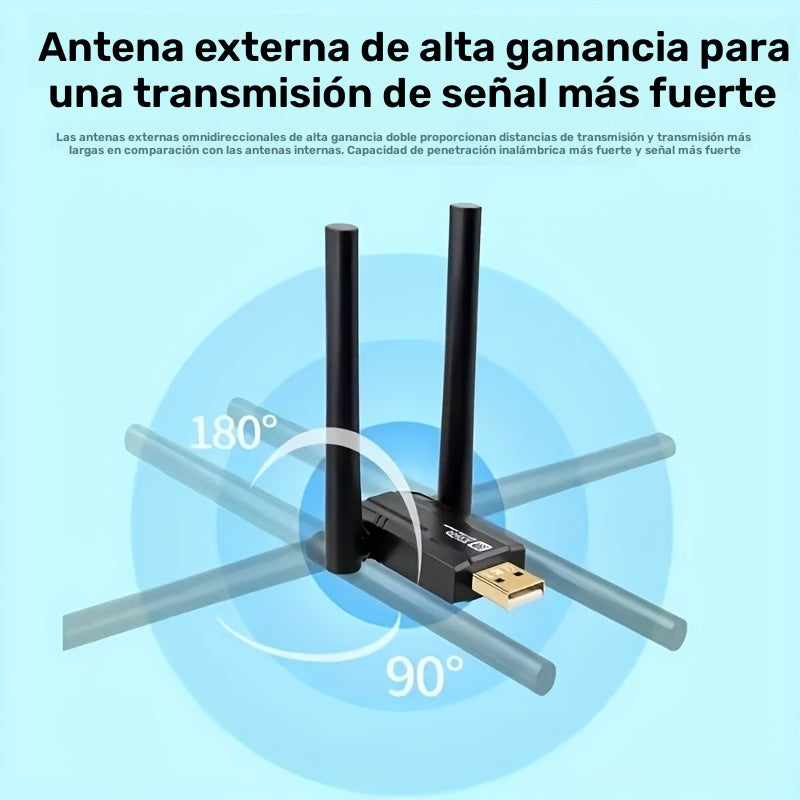 Adaptador de Tarjeta WiFi 6 de 900Mbps, Adaptador de Red USB AX900 WiFi 6, Doble Banda 2.4G y 5G, Adaptador sin varillas 802.11ax 900Mbps Compatible con Portátiles y PCs de Escritorio para Windows 7/8/10/11