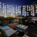 Luz de barra de hielo lunar estelar alimentada por energía solar LED, 8 modos, IP44, luces de cuerda lunar estelar, adecuadas para decoración colgante, adecuadas para camping al aire libre, patios, porches, villas y decoración de fiestas de vacaciones.