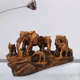 Adorno de Grupo de Elefantes Auspiciosos, Decoración Artesanal Perfecta para la Entrada, Adecuado para Sala de Estar, Mueble de Televisión, Armario de Vinos, Oficina, Regalo de Adornos de Elefante para Inauguración de Casa - 1 pieza