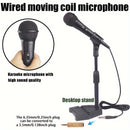 Conjunto de soporte de micrófono de bobina de movimiento con cable profesional, micrófono portátil, micrófono dinámico de mano universal con enchufe de 6,35 mm/0,25 pulgadas y adaptador de 3,5 mm/0,138 pulgadas. Adecuado para teclados electrónicos, instr