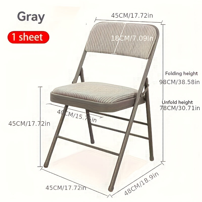 1pc Silla Plegable Multifunción con Cojín de Tela Lujosa - Estructura Metálica Resistente, Acolchado Suave de Esponja, Diseño Sin Brazos, Ideal para Comedor, Oficina y Entrenamiento Interior - Negra, Silla de Entrenamiento | Silla Plegable Elegante | Con