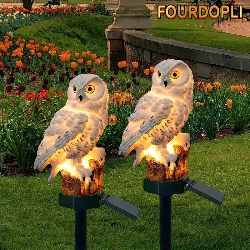 2 Luces Solares de Búho, Farol Solar para Jardín con Estaca, Temática Animal, Control Encendido/Apagado, Pilas de Níquel, Decoración para Césped y Patio