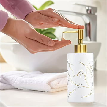 1pc Dispensador de jabón con diseño de mármol, botella de loción de encimera con bomba, contenedor de loción para baño, botella vacía recargable para champú, gel de ducha y jabón de manos, accesorios de baño, decoración del hogar, muebles para el hogar