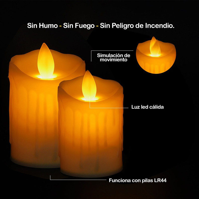 Vela Decoración Navidad Luz Led Parpadeante Y Movimiento VD01EHS