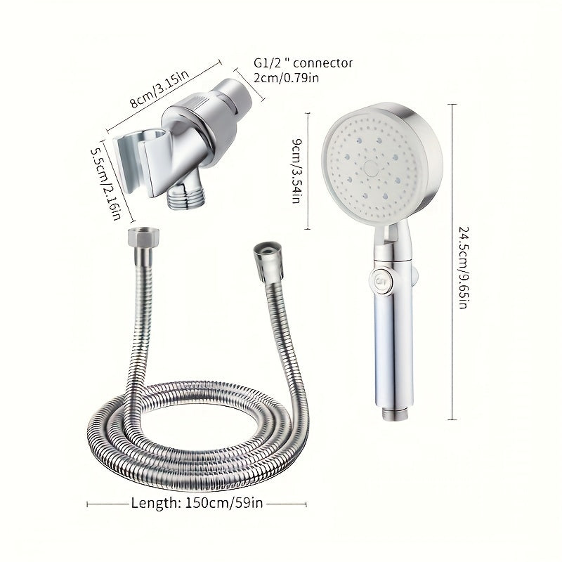 Juego de Cabezal de Ducha de Lluvia de Alta Presión con 5 Modos, Spray de Mano y Soporte Americano - Acabado Pulido, Opciones de Montaje en Pared/Techo para una Experiencia de Baño Mejorada, Agua Caliente, Ducha, SL, Decoración de Regalo de Navidad/Hallo