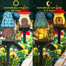 Luces solares para casas de hongos - Decoración de césped exterior con senderos LED, luces de jardín de resina alimentadas por energía solar con letrero "Bienvenido", montaje semienterrado para decoración de patio y festivales, luces solares para exterio