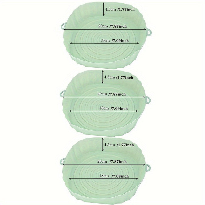 3 piezas de fundas de silicona para freidor de aire de 7,09 pulgadas, cestas reutilizables antiadherentes, accesorios para horno, fundas para sartenes, gadgets de cocina, cocina en casa.