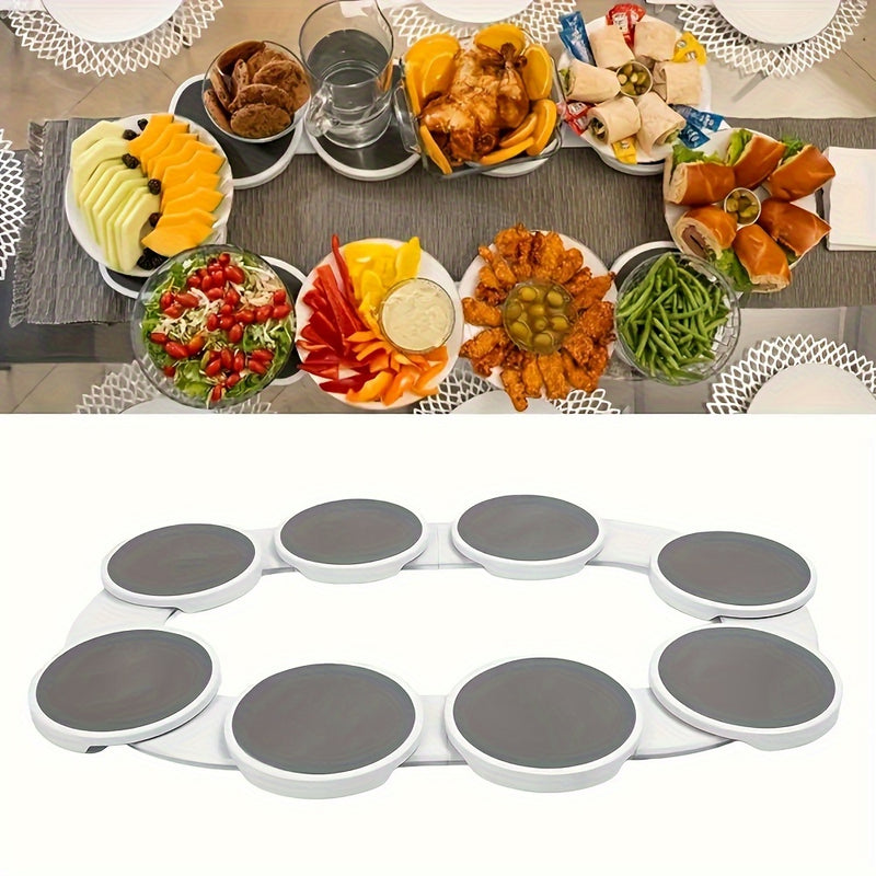 8 bandejas Susan Perezoso Giratorio Mesa de Comedor bandeja, diseño deslizante mesa Giratorio bandeja de servicio, adecuado para mesas rectangulares o redondas, bandeja giratoria de cocina reutilizable, perfecto para fiestas, reuniones familiares