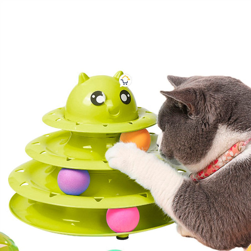 Juguete Interactivo Torre Para Gatos 3 niveles 3 Bolas 0180