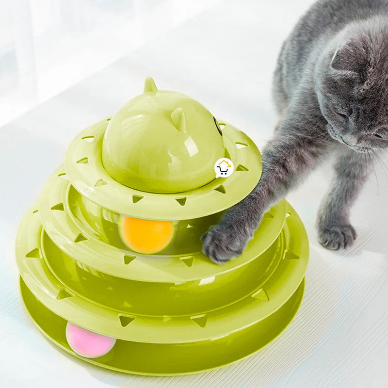 Juguete Interactivo Torre Para Gatos 3 niveles 3 Bolas 0180