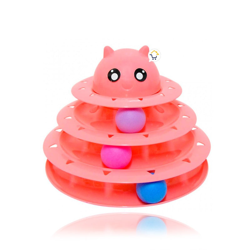 Juguete Interactivo Torre Para Gatos 3 niveles 3 Bolas 0180
