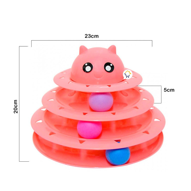 Juguete Interactivo Torre Para Gatos 3 niveles 3 Bolas 0180