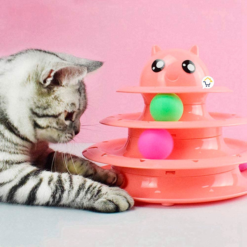 Juguete Interactivo Torre Para Gatos 3 niveles 3 Bolas 0180