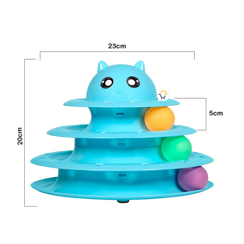 Juguete Interactivo Torre Para Gatos 3 niveles 3 Bolas 0180