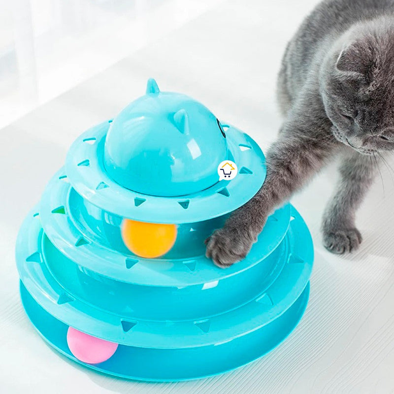 Juguete Interactivo Torre Para Gatos 3 niveles 3 Bolas 0180