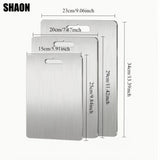 Conjunto de 3 tablas de corte de acero inoxidable SHAON - Tablas de picar para cocina - Platos de titanio de doble cara aptos para lavavajillas para preparación de comidas en exteriores y camping en casa