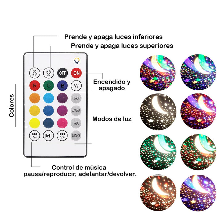 Proyector Estrellas Luna Parlante Bluetooth Control ASF045