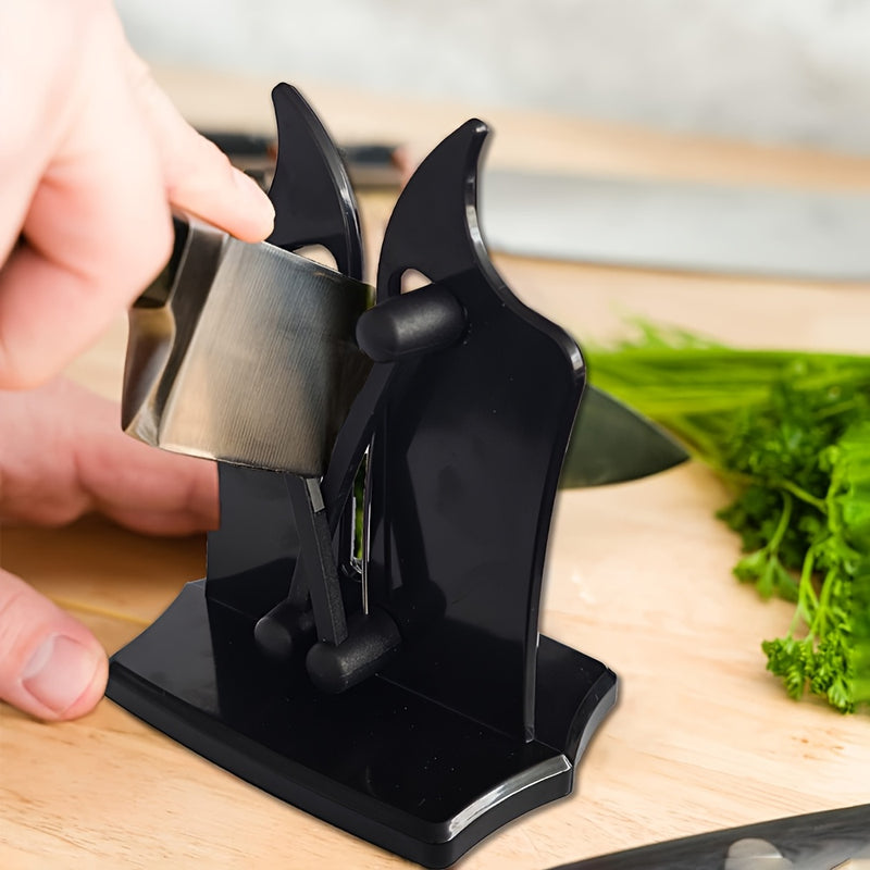 Afilarcuchillos Profesional de 1 Pieza con Ajuste Automático y 3 Acciones en Carburo de Tungsteno - Afilado Sin Esfuerzo para Cuchillos y Tijeras, Base Duradera de ABS, Diseño Negro para Uso en Cocina, Accesorios Gastronómicos | Herramienta de Cocina Mod