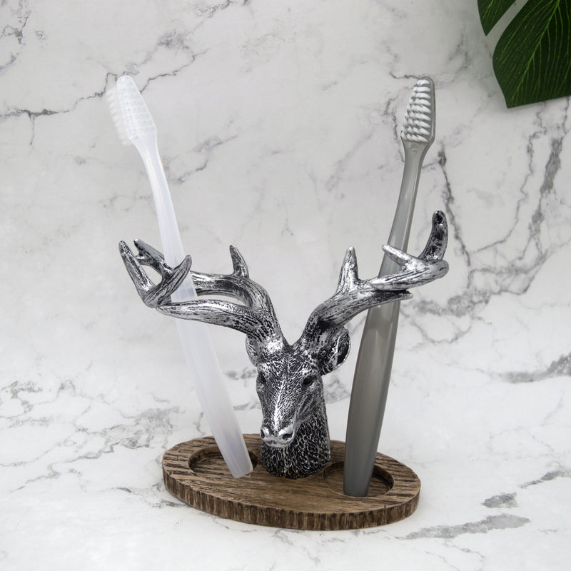 1pc Soporte para cepillos de dientes decorativo de ciervo - Organiza tu baño con estilo, decoración del hogar, muebles para el hogar