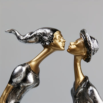 1 Escultura Romántica para Pareja, Artesanía en Resina, Pieza Decorativa, Ideal para San Valentín, Navidad, Graduaciones, Decoración del Hogar, Sala de Estar, TV Stand, Dormitorio