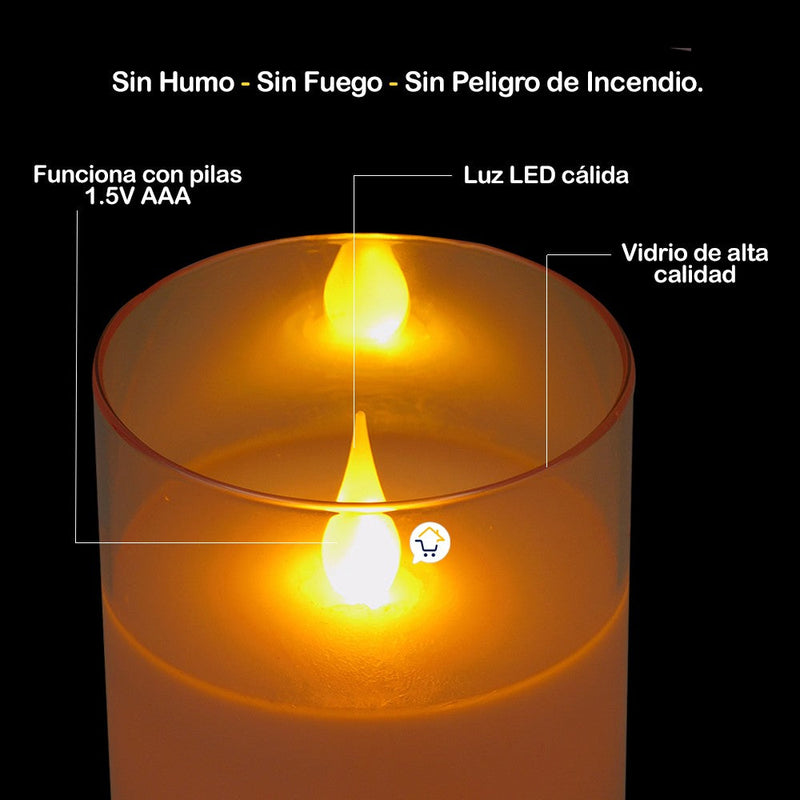Vela Luz LED Grande Efecto Real Parafina Cristal JSM273