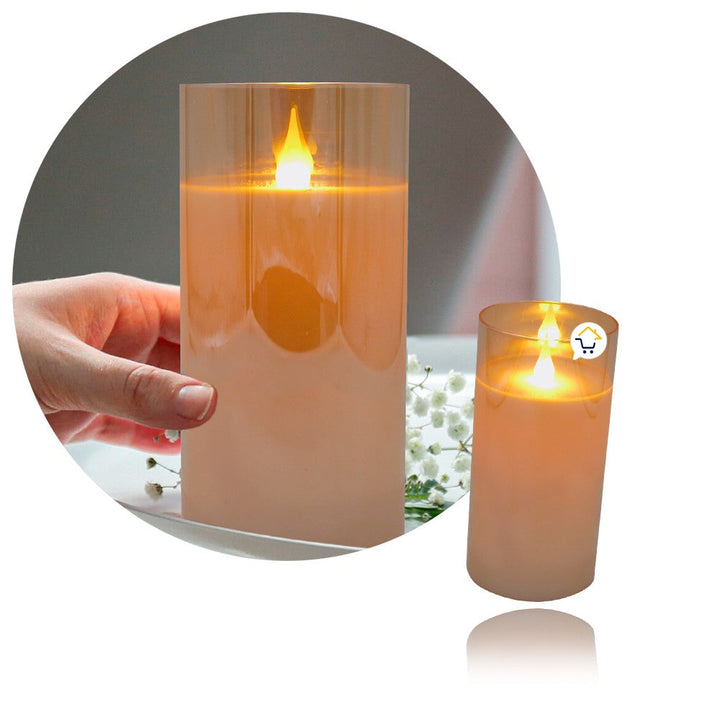 Vela Luz LED Grande Efecto Real Parafina Cristal JSM273