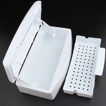 1pc Caja de Esterilización Portátil para Uñas - Sistema de Filtro con Alcohol, No Necesita Electricidad, Plástico Duradero para Limpieza de Herramientas de Pestañas Postizas y Uñas, Desinfección Higiénica en Casa o Salón, Bandeja de Drenaje Perforada, Di