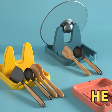 1pc Soporte multifuncional plegable para utensilios de cocina de plástico, con tapa, sin necesidad de taladrar, ahorra espacio, para organizar accesorios de cocina