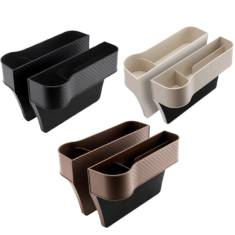 Organizador de huecos de asiento de coche con soporte para tazas - Caja de almacenamiento ligera de ABS para bolsillos laterales de consola, accesorio de asiento delantero para una organización mejorada, almacenamiento de coche