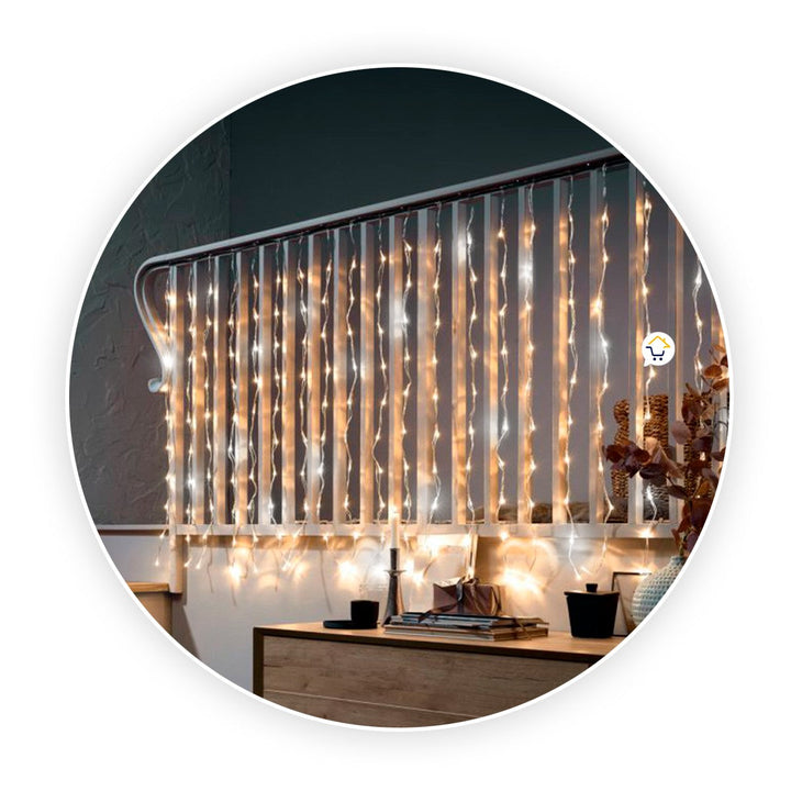 Cortina Luz LED 9x1M 360L Destellos Extensión Navidad 1340B