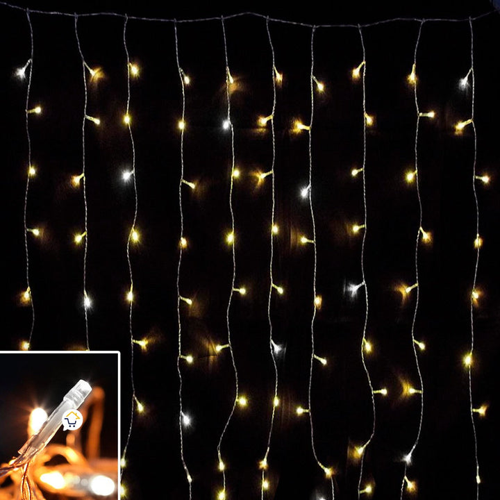 Cortina Luz LED 9x1M 360L Destellos Extensión Navidad 1340B