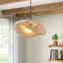 Lámpara de bambú tejido bohemio, 19,75 pulgadas (50cm), iluminación costera de sauce rústico y hecha a mano, para isla de cocina, comedor, dormitorio, entrada, restaurante, café (no incluye bombilla)