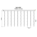 Cortina Luz LED 9x1M 360L Destellos Extensión Navidad 1340B