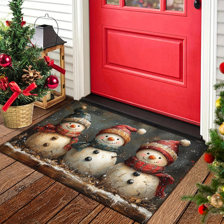 Felpudo navideño de bienvenida para puerta, con respaldo de goma antideslizante, lavable a máquina, alfombra trenzada rectangular de poliéster, tapete ligero para interiores y exteriores para entradas, salas de estar, baños y balcones, decoración navideñ